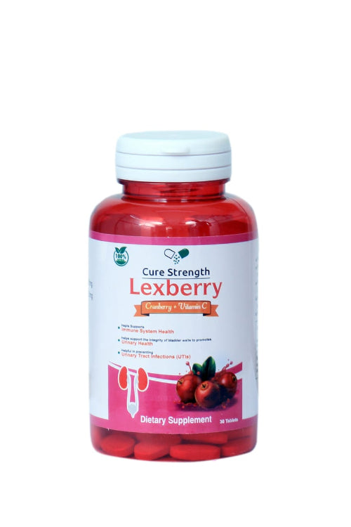 Cure Strength Lexberry – Cranberry + Vitamin C | Urinary Tract & Immune Health Supplement – 30 Tablets