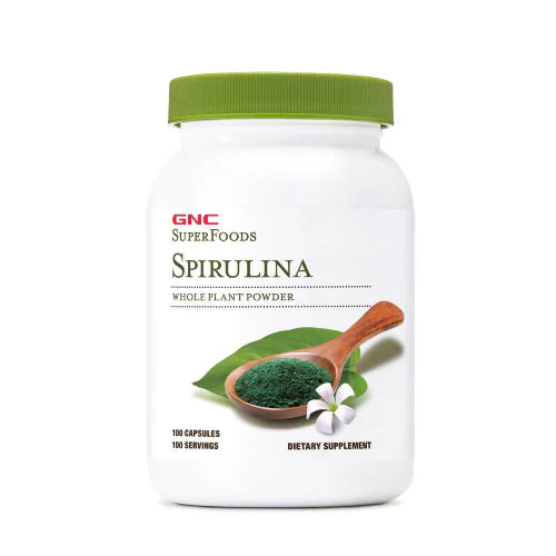 GNC Spirulina Whole Plant Powder Capsules - 100 Capsules