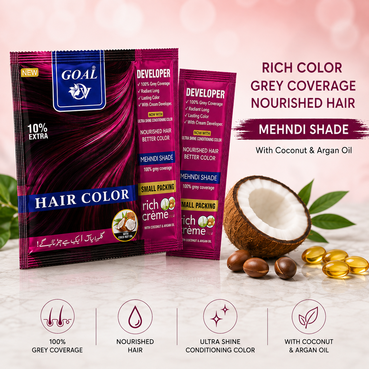 Goal Hair Color Mehndi Shade with Coconut Oil & Cream