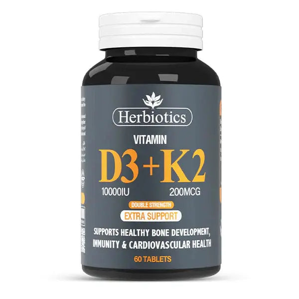 Herbiotics Vitamin D3 + K2 Double Strength – Bone, Muscle & Immunity Support (60 Tablets)