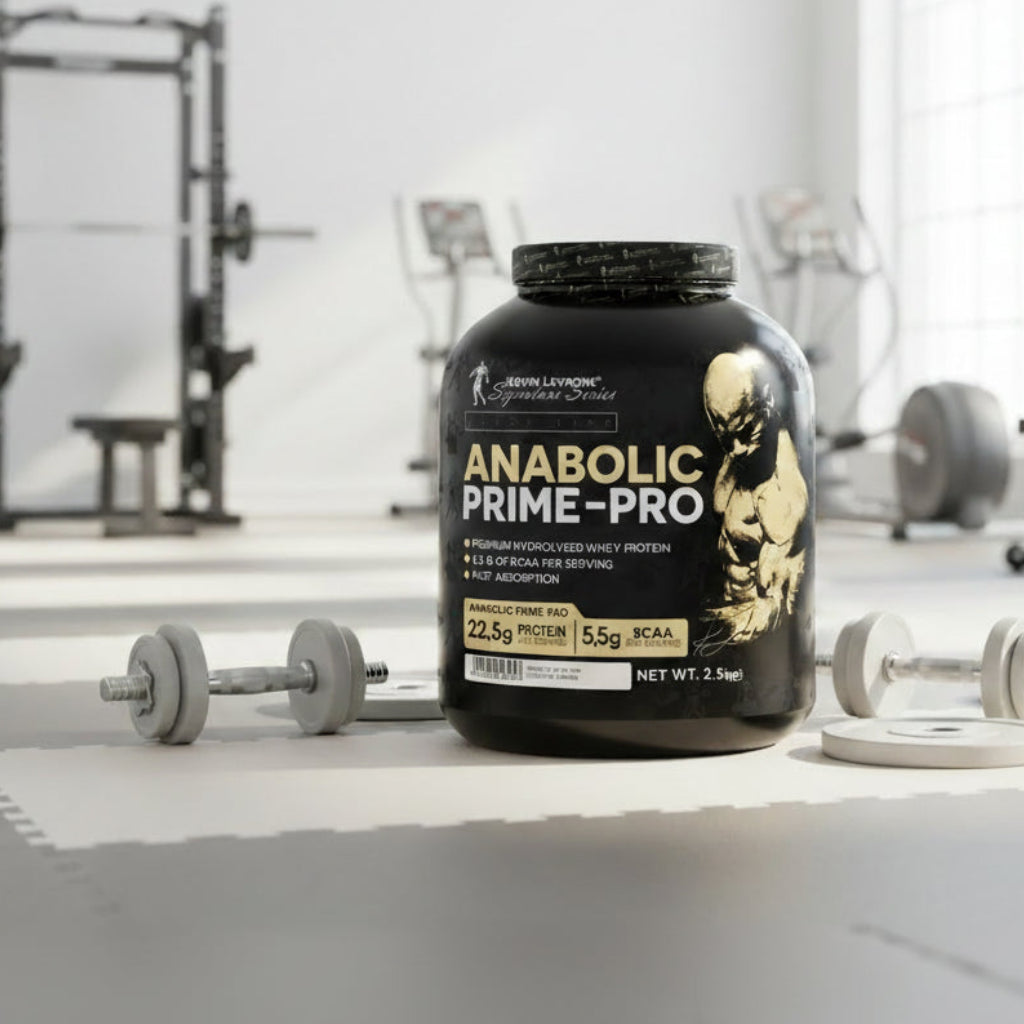 Black supplement bottle labeled 'Anabolic Prime-Pro' with a white background