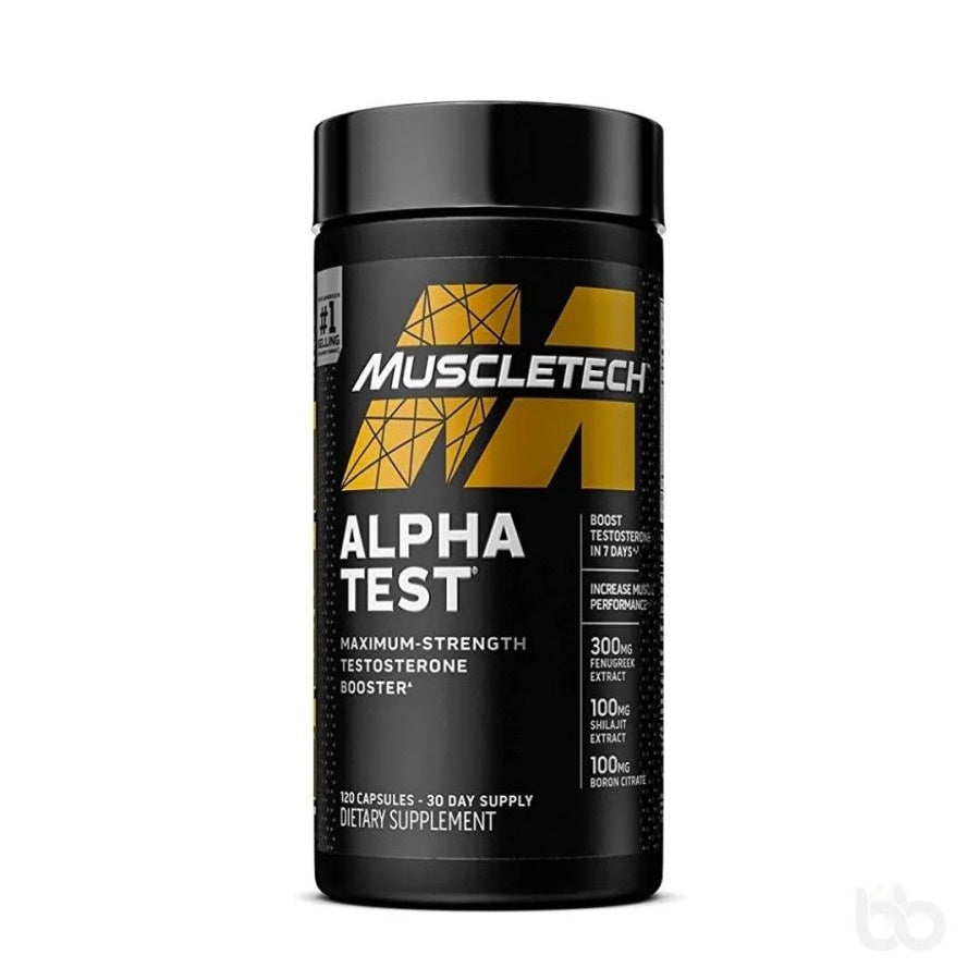 Muscletech Alpha Test 120 Capsules – Testosterone Support Formula for Strength, Energy & Performance
