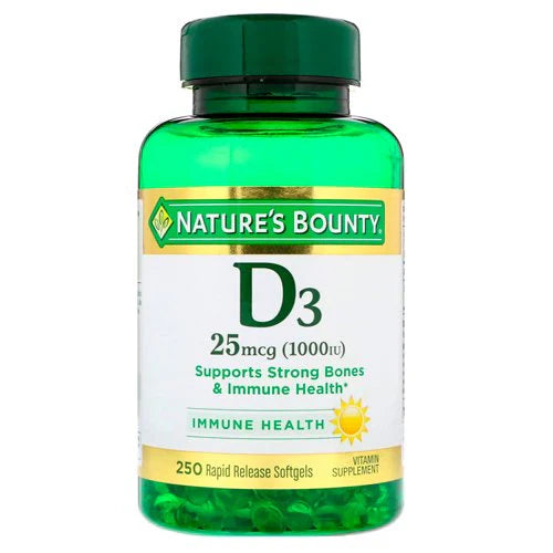 Nature's Bounty Vitamin D3 1000 IU, 250 Softgels
