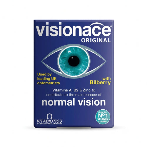 Vitabiotics Visionace Original Eye Vitamins | One-A-Day with Lutein, Bilberry, Vitamin A, B2 & Zinc & Supports Normal Vision & Cell Protection & Slow Release | 30 Tablets