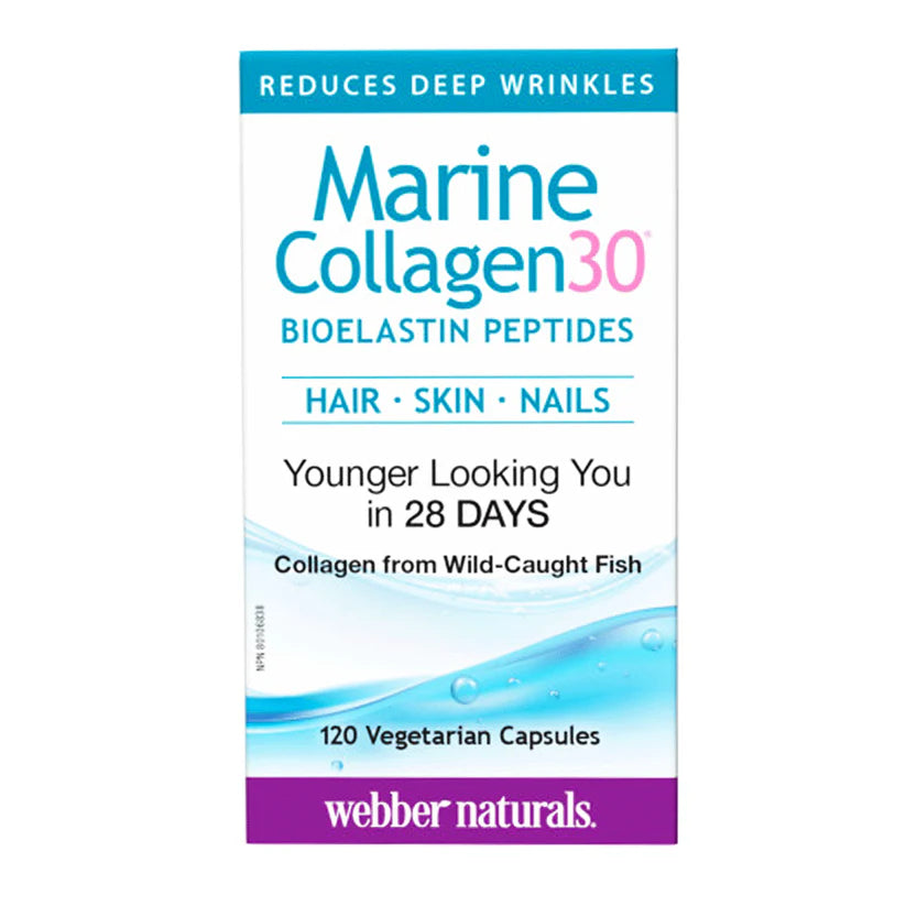 Webber Naturals Marine Collagen30 Bioelastin Peptides, 120 Vegetarian Capsules